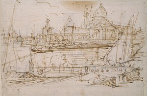 Venezia: Dogana og S. Maria della Salute fra Molo di Terranova, midten av 1700-tallet av Canaletto