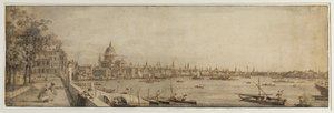 Utsikt fra Somerset Gardens mot London Bridge, ca. 1746-55 av Canaletto