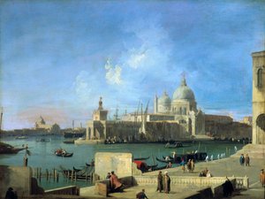 Utsikt over salutten fra inngangen til Canal Grande, Venezia, c1727-1728 av Giovanni Antonio Canal