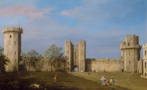 Warwick Castle, East Front fra Outer Court, 1752 av Giovanni Antonio Canal