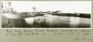 River Auja, som viser Khirbet Hadrah, 3. desember 1917