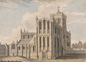 Nordvestutsikt over Castle Church, Hexham, Northumberland av Capt. Francis Grose
