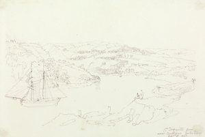 Saint Dogmaels fra Cardigan på Teifi, 8. september 1847 av Capt. Thomas Hastings