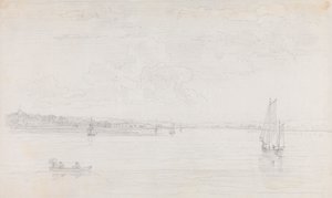 Skisse av Cowes, Isle of Wight, fra Solent av Capt. Thomas Hastings