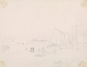 Skisse av en strandscene, Hastings av Capt. Thomas Hastings