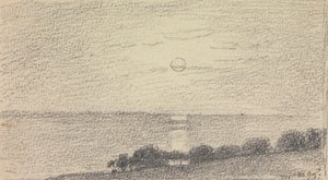 Skisse av en lav sol over havet, 20. august, 1826 av Capt. Thomas Hastings