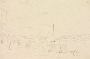 Skisse av et elvelandskap, Isle of Wight av Capt. Thomas Hastings
