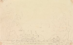 Skisse av et eiendomshus nær kysten, Isle of Wight av Capt. Thomas Hastings