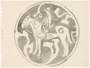 Design for et kanadisk mountie-skilt av Carel Adolph Lion Cachet