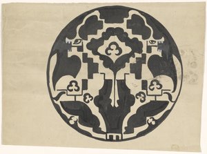 Design for en tallerken med to stiliserte dyr av Carel Adolph Lion Cachet