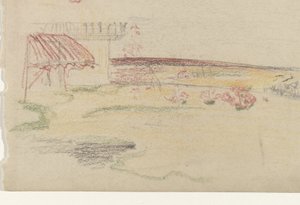 Hage bak et hus med markise av Carel Adolph Lion Cachet