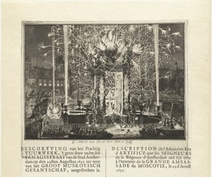 Fyrverkeri som feirer ankomsten av ambassaden til Muscovy i Amsterdam 1697, 1697