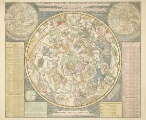 Den nordlige halvkule, fra Atlas Coelestis, pub. 1706 (håndfarget gravering)