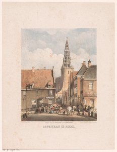 Brugstraat og Der Aa-kirken i Groningen Brugstraat og Akerk (tittel på objekt) av Carel Christiaan Antony Last