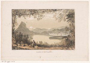Utsikt over Luganosjøen Lago di Lugano (tittel på objekt) av Carel Christiaan Antony Last