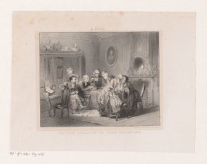 Joseph-Ignace Guillotin ser på en miniatyr av en giljotin Doktor Guillotin og hans oppfinnelse (tittel på objekt)