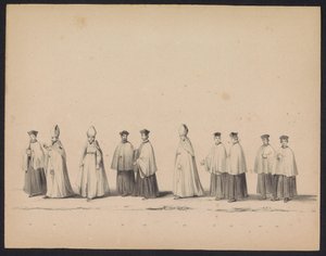 Masquerade of the Utrecht Students, 1846 (plate 11) Skildring av den kostymede prosesjonen, som viser prosesjonen til Filip II, Prins av Spania, i Utrecht, 3. oktober 1549, holdt 17. juni 1846, av H.H. Studenter ved Utrechtsche av Carel Christiaan Antony Last