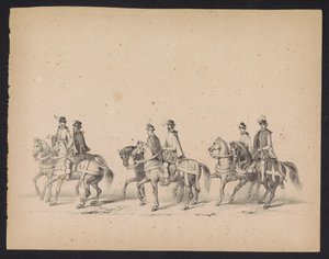 Masquerade of the Utrecht Students, 1846 (plate 5) Skildring av den kostymede prosesjonen, som viser prosesjonen til Filip II, Prins av Spania, i Utrecht, 3. oktober 1549, holdt 17. juni 1846, av H.H. Studenter ved Utrechtsche av Carel Christiaan Antony Last