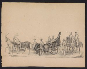Masquerade of the Utrecht Students, 1846 (Plate 8) Skildring av den kostymede prosesjonen, som viser prosesjonen til Filip II, Prins av Spania, i Utrecht, 3. oktober 1549, holdt 17. juni 1846, av H.H. Studenter ved Utrechtsche av Carel Christiaan Antony Last