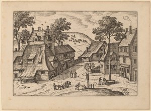 Village Square med helligdom av Carel Collaert