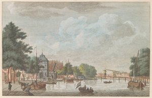 Spaarne i Haarlem, ca. 1790 Het Binnen Spaarne i Haarlem / Riviere dette reserveinteriøret i Haarlem (tittel på objekt)