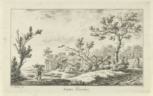 vedsamler Buyten Haarlem (tittel på objekt) Landskap (a-f) (serietittel) av Carel Lodewijk Hansen