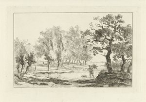 Elvelandskap med en vedsanker av Carel Lodewijk Hansen