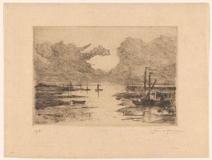 Bergen Havn op Zoom ved lavvann Bergen op Zoom (original tittel) Sketching in Holland (original serietittel) av Carel Nicolaas Storm van 