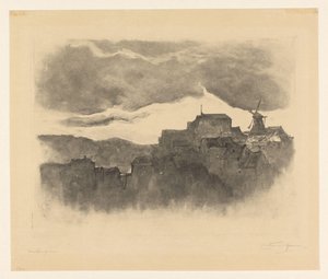 By med en mølle på en høyde av Carel Nicolaas Storm van 