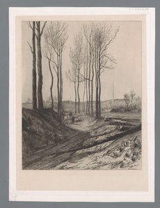 Gjeter med flokk på en nedsunket vei nær Vilvoorde av Carel Nicolaas Storm van 