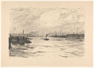Taubåt i havnen i Hamburg av Carel Nicolaas Storm van 