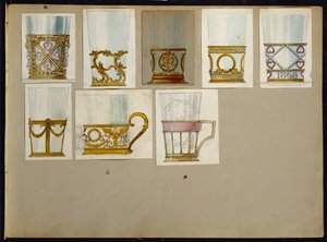 Utvalg av design, House of Carl Faberge (blyant og akvarell på papir)