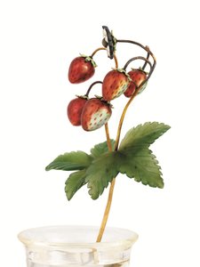 Studie av Wild SStrawberries, St. Petersburg, ca. 1900 (gullmontert emalje, nefritt og bergkrystall)