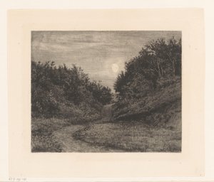 Skogssti ved måneskinn av Carl Bloch
