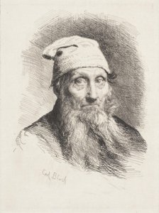 En gammel mann med hatt. Bystebilde av Carl Bloch
