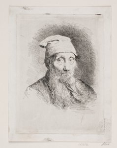En gammel mann med hatt. Bystebilde av Carl Bloch