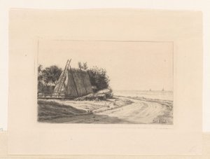 Høystakk ved landevei av Carl Bloch