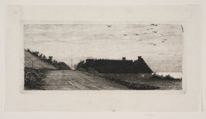 Hus ved stranden. Sommernatt av Carl Bloch