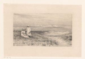 Kvinne og jente i sanddyner av Carl Bloch