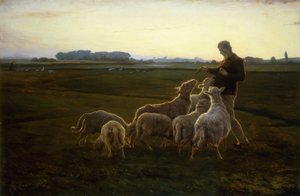 A Shepherd and his Sheep with Geese Beyond, 1896 av Carl Christian Ferdinand Wentorf