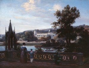 Utsikt over Glienicke-palasset fra Babelsberg, ca. 1838.