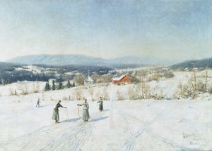 Landskap med skiløpere