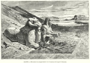 Antikvitetselger på veien fra Luxor til Karnak, Egypt (litho) av Carl Friedrich Heinrich (after) Werner