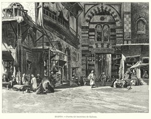 Inngang til komplekset i Qalawun, Kairo, Egypt (litho) av Carl Friedrich Heinrich (after) Werner