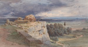 Utsikt over Norba fra nord, mot San Felice Circeo, 1856. av Carl Friedrich Heinrich Werner