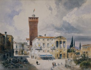 Markedsplass i Piacenza av Carl Georg Anton Graeb