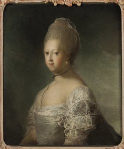 Caroline Mathilde av Hannover, prinsesse av Storbritannia og dronningkonsort av Danmark og Norge - Portrett av Caroline Matilda av Storbritannia (1751-1775), dronning av Danmark, av Pilo, Carl Gustaf (1711-1793). Olje på lerret. Størrelse: 76x63cm. Nationa