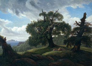Eiketrær ved sjøen. 1835