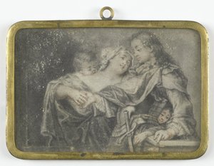 En ung kvinne som distraherer en kriger mens et av barna hennes raner ham av Carl Gustav Klingstedt (attributed to)