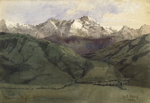 Bayerske høylandet, 1852 (wc på papir) av Carl Haag